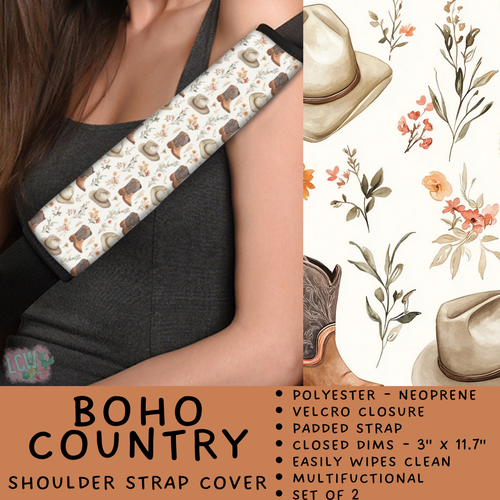 Batch #423 - Car Accessories - Closes 10/2 - ETA mid/late Nov - Boho Country Shoulder Strap Pads