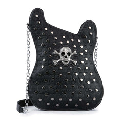 Embossed Guitar Skull Handbag – Gothic Glam Meets Rock 'n' Roll - Women's Purses