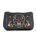 Vibrant colorful sugar skull crossbody bag with western design