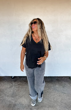 PREORDER- JOEY VNECK WASHED COTTON BOYFRIEND TEE