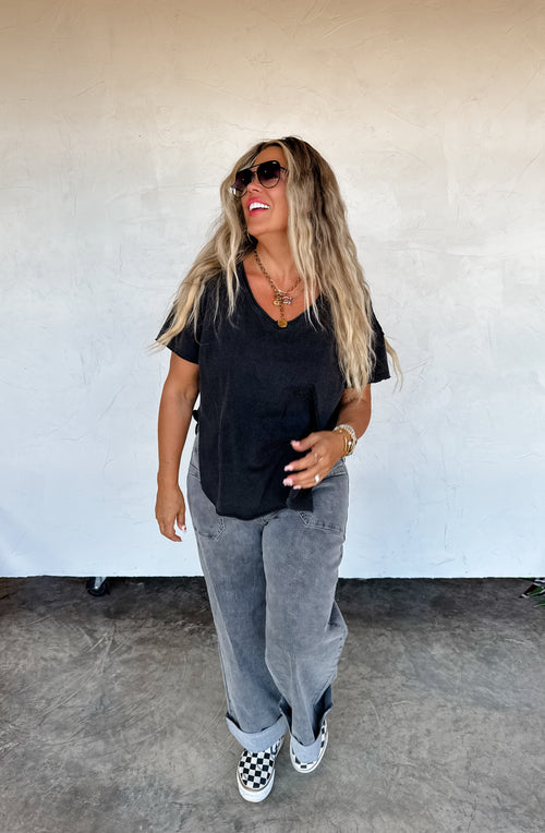 PREORDER- JOEY VNECK WASHED COTTON BOYFRIEND TEE