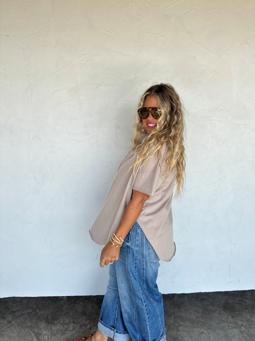 PREORDER- JOEY VNECK WASHED COTTON BOYFRIEND TEE