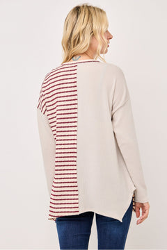 Easy Rhythm Stripe Contrast Pullover Top