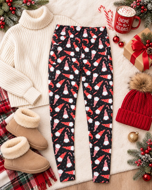 Holiday Gnome Leggings with Pockets by Julia Rose