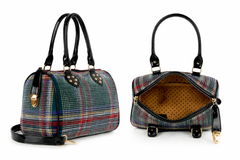 Midnight Plaid Sparkle Locked Satchel