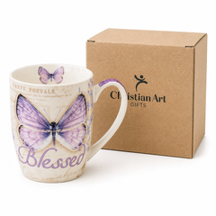 Blessed Purple Butterfly Scripture Mug