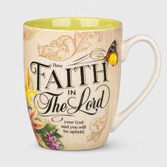 Mug Set 4pc Hope, Trust, Faith, Love Floral