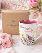 Mug Purple/White Floral Mom You Make Life Beautiful