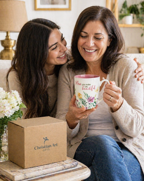 Mug Purple/White Floral Mom You Make Life Beautiful