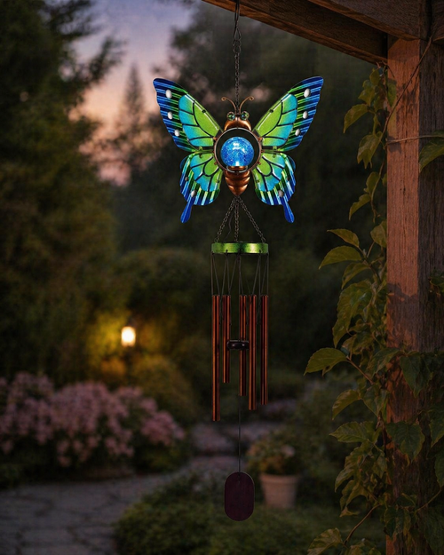 Solar Butterfly Garden Wind Chime