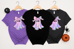 Shiny Ghost Graphic Tee – Black, Dark Heather Grey, or Heather Purple (S–4XL)