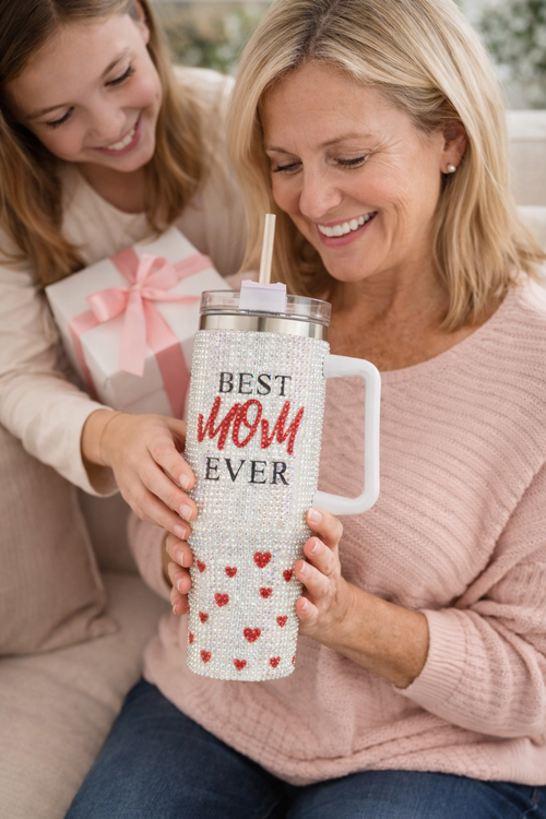 Best Mom Ever Rhinestone 40oz Tumbler Cup