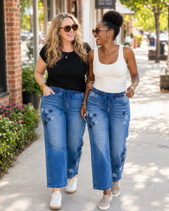 RISEN Star Patch Slouchy Barrel Jeans