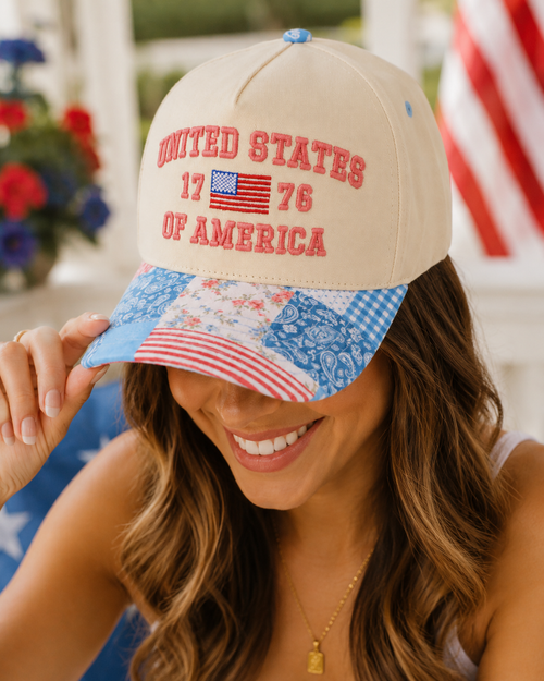United States of America 1776 Embroidered Two Tone Quilted Baseball Cap