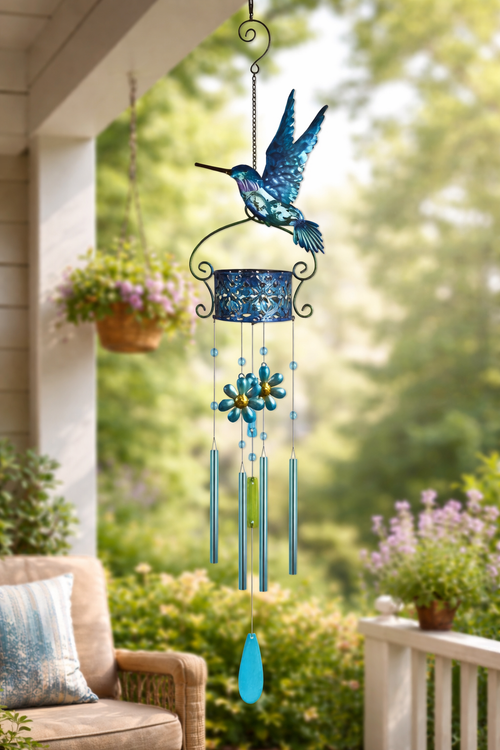 Blue Hummingbird Garden Wind Chime