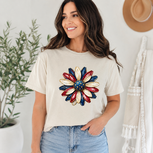 Patriotic Daisy Graphic Tee