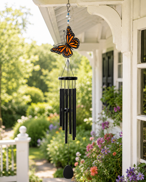 45" Orange Butterfly Wind Chime Garden Decor