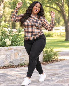 Kate Mesh Top - Nora Plaid