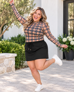 Kate Mesh Top - Nora Plaid