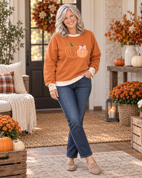 Pumpkin Pop LayerPop™ Embroidered Sweatshirt