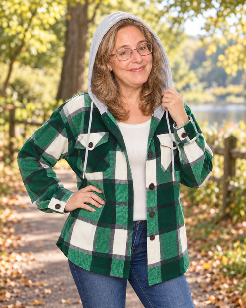 Zenana Cozy Plaid Hooded Fleece Shacket | S–L