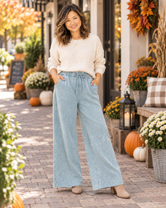 Zenana Washed French Terry Flare Pants | Small–3XL