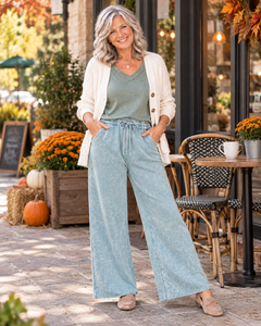 Zenana Washed French Terry Flare Pants | Small–3XL