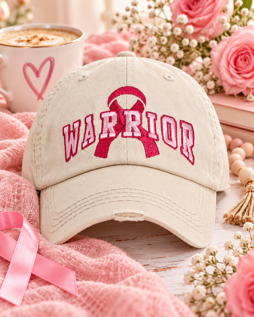 Warrior Pink Ribbon Vintage Ballcap