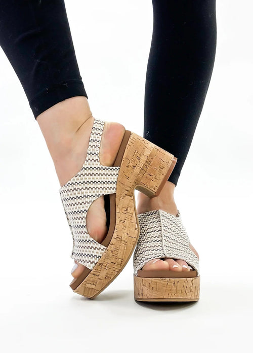 Corkys Miss Carley Wedges in Tan – Stylish & Comfortable, Signature Foam Footbed, 3” Heel