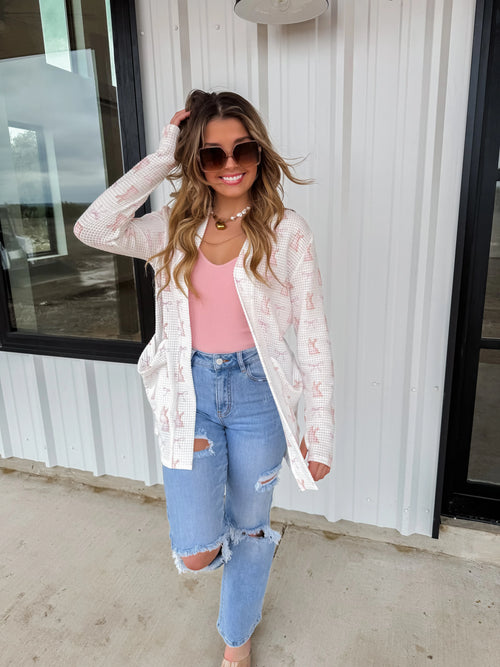 Pink Bunny Lola Cardigan with Cozy Thumbholes