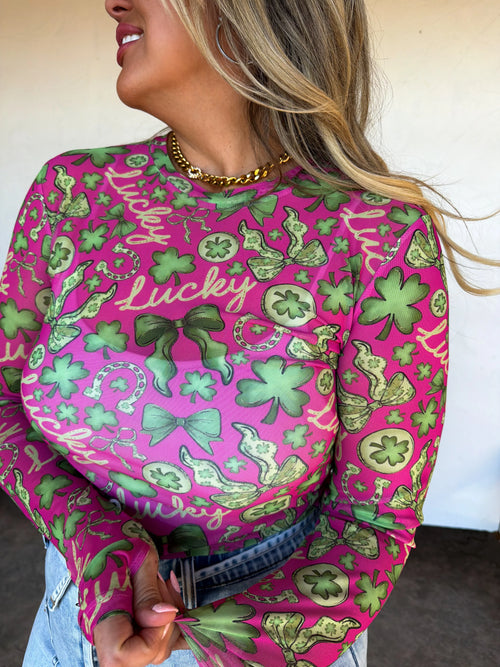 Lucky Girl Dress It Up Mesh Top