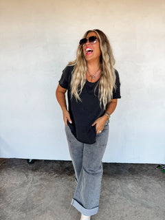 PREORDER- JOEY VNECK WASHED COTTON BOYFRIEND TEE