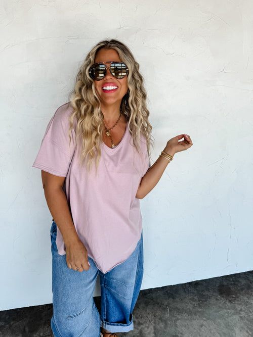 PREORDER- JOEY VNECK WASHED COTTON BOYFRIEND TEE