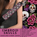 Batch #423 - Car Accessories - Closes 10/2 - ETA mid/late Nov - Embroid Skulls Shoulder Strap Pads