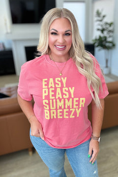 Easy Peasy Summer Breezy Graphic Tee – Coral Pink Unisex Fit S–3XL