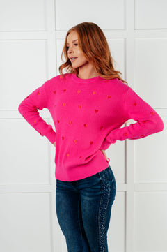 Eat Your Heart Out Embroidered Pink Heart Sweater – Cozy and Stylish Crewneck for Women, Sizes Small-XL