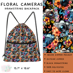 Batch #276 - Fanny Packs & Drawstring Backpacks - Closes 1/24 - ETA late March - Floral Cameras Drawstring Backpack