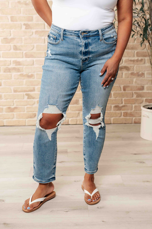 Frankie High Waist Distressed Boyfriend Jeans | Judy Blue | Sizes 0- 24W