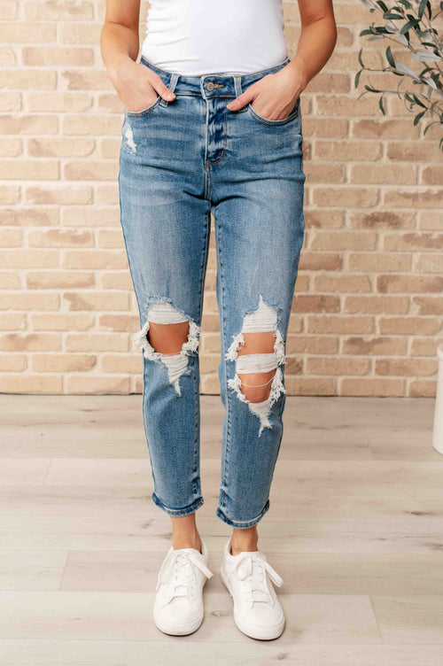 Frankie High Waist Distressed Boyfriend Jeans | Judy Blue | Sizes 0- 24W