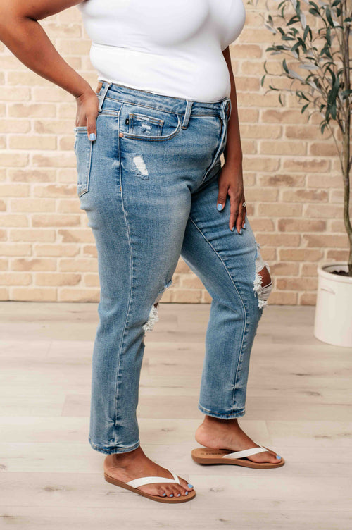 Frankie High Waist Distressed Boyfriend Jeans | Judy Blue | Sizes 0- 24W