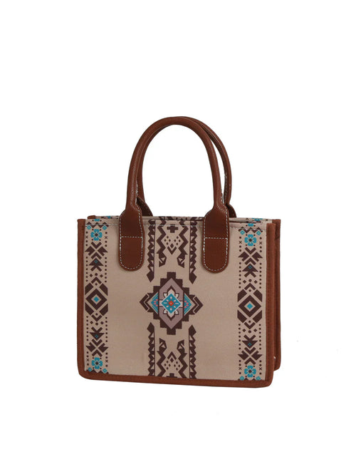 Tan Aztec tote bag back view
