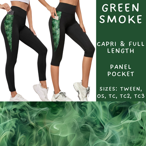 Batch #202 - Colorful Smoke Sets - Closes 9/18 - ETA early Nov - Green Smoke Panel Pocket Full and Capri Length Leggings