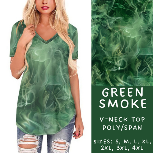 Batch #202 - Colorful Smoke Sets - Closes 9/18 - ETA early Nov - Green Smoke V-Neck Tee