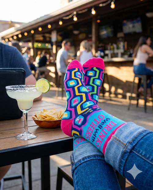 "Drinks Well with Others" Women's Novelty Crew Socks