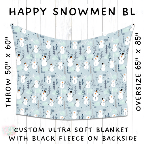 Batch #216 - Cozy Christmas Blankets Presale - Closes 10/14 - ETA Early Dec - Happy Snowmen BL