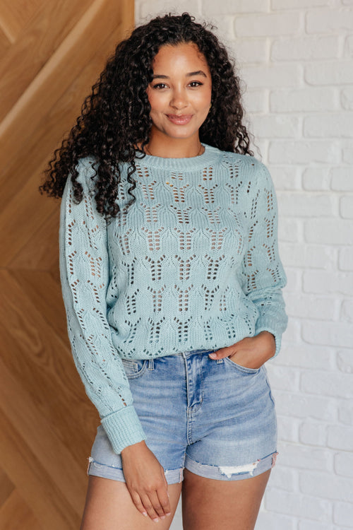 Hole In One Sheer Pointelle Knit Sweater - Elegance Meets Comfort!