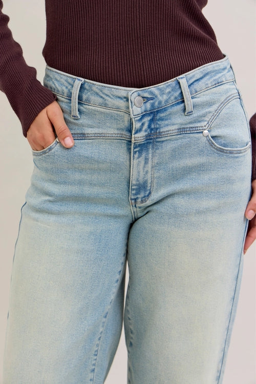 High-Waist Column Straight Jeans