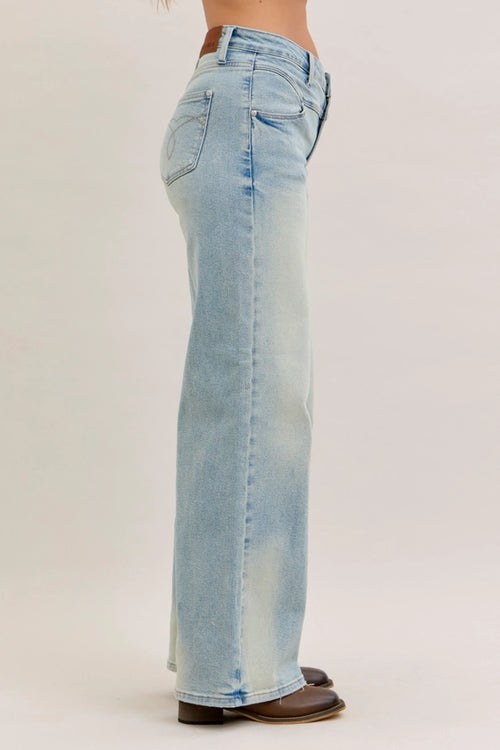 High-Waist Column Straight Jeans