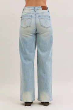 High-Waist Column Straight Jeans