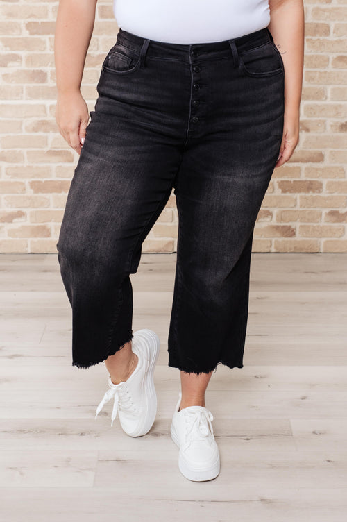 Ryan High Rise Button Fly Wide Leg Crop Jeans | Judy Blue | Sizes 0 to 24W